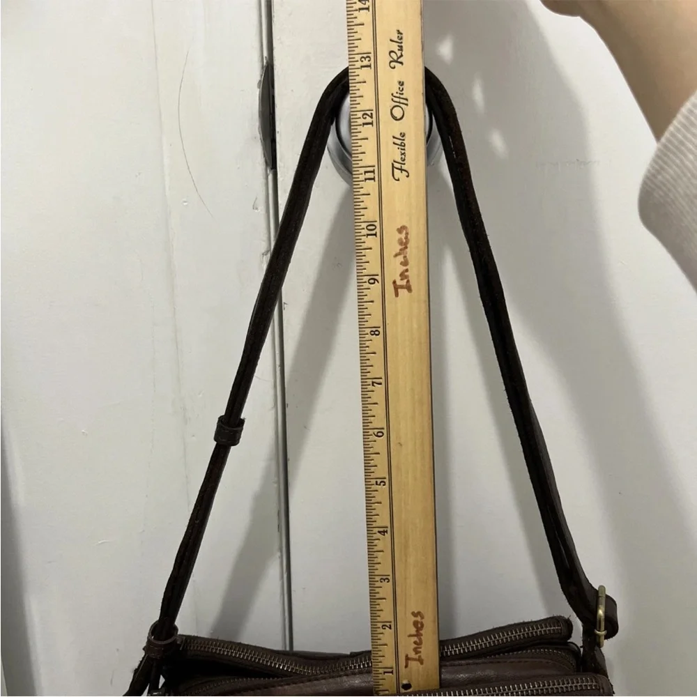MARTA PONTI Vintage Cognac Brown Genuine Leather Crossbody Bag Purse - Picture 11 of 16